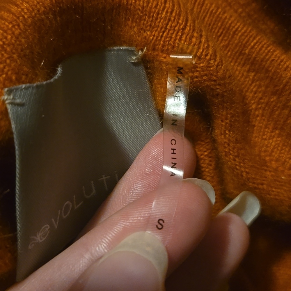 Evolution By Cyrus Orange Wrap Small Cashmere Fall Sweater - Picture 11 of 11
